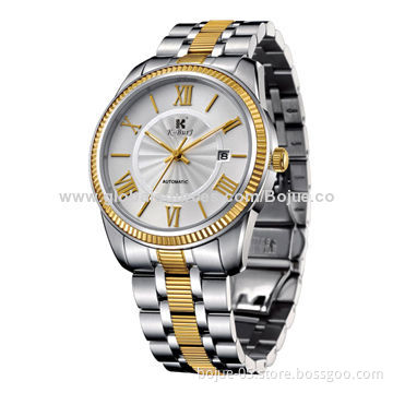 Automatic Mechanical Stainless Steel Watch with Calendar Function, OEM Orders Welcomed